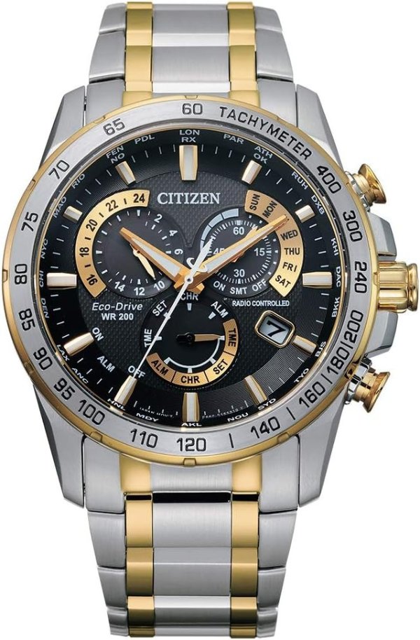 Eco-Drive PCAT Quartz Mens Watch, Stainless Steel, Technology, Two-Tone (Model: CB5894-50E)