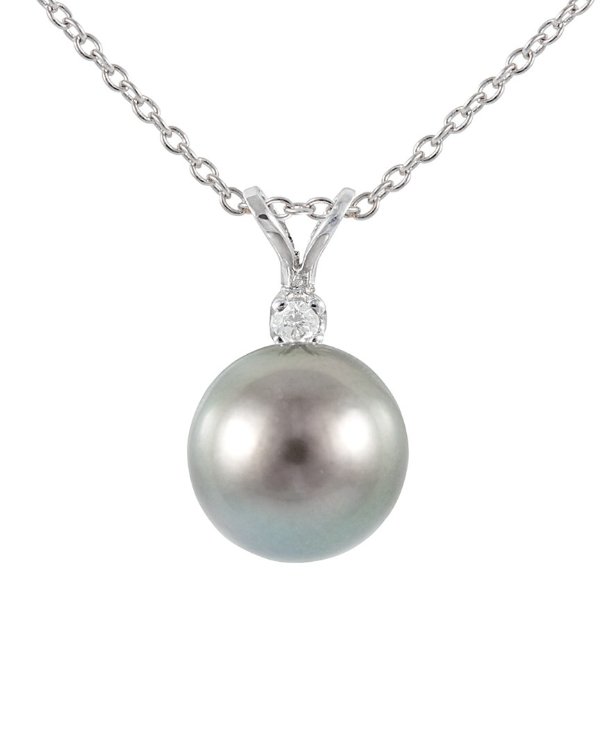 14K Diamond & 10-10.5mm Tahitian Pearl Necklace