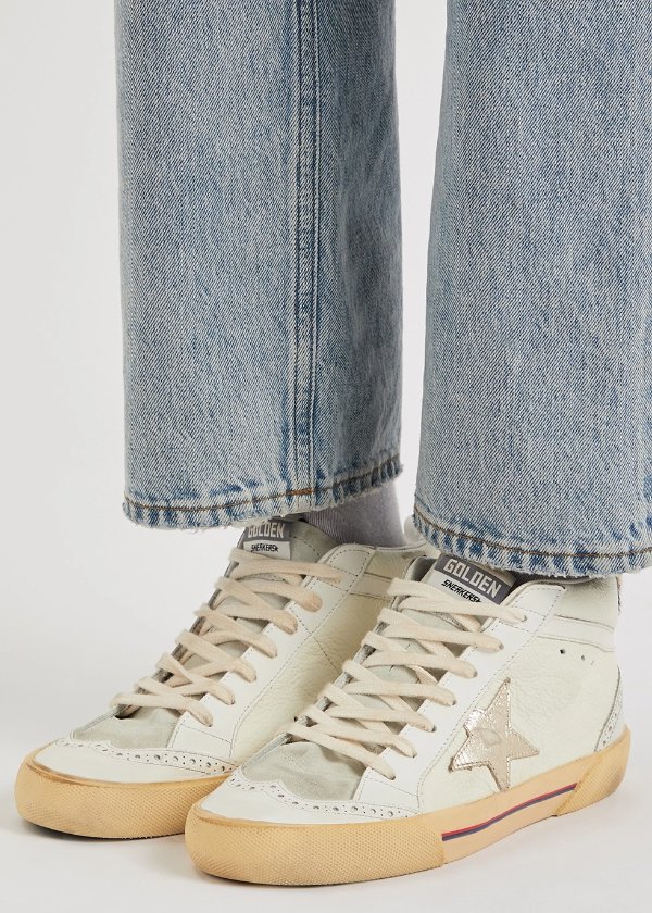 Mid Star distressed leather sneakers