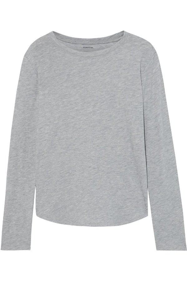 Melange Pima cotton and modal-blend jersey top