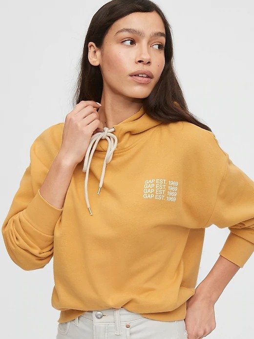 Logo Cropped Pullover Hoodie