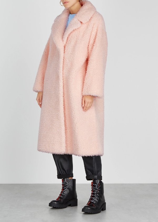 Clara light pink faux shearling coat