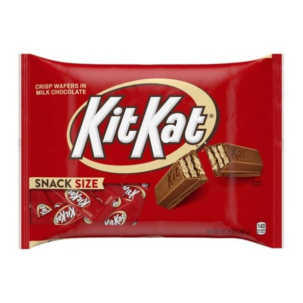 KIT KAT®, Milk Chocolate Snack Size Wafer Candy Bars, Individually Wrapped, 10.78 oz, Bag