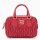 Red quilted leather bowling bag