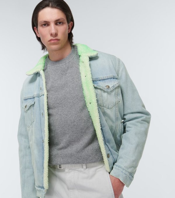 Look Inside faux shearling and denim jacket