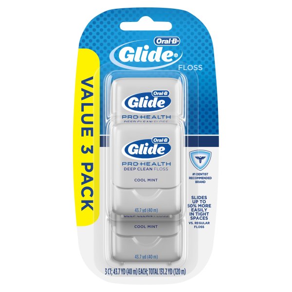 Glide Pro-Health Deep Clean Dental Floss, Cool Mint, 40 m, Pack of 3