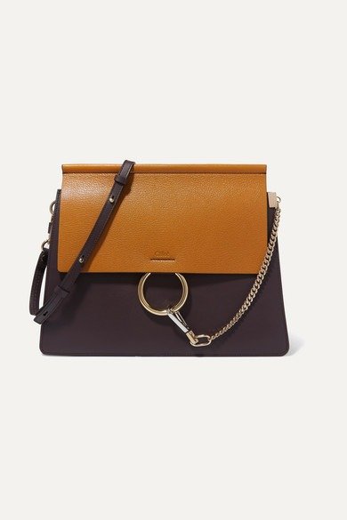 Faye medium two-tone leather shoulder bag