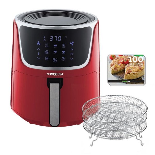 GW2295 7-Quart Electric Air Fryer with Dehydrator, Recipe Book, and Stackable Racks