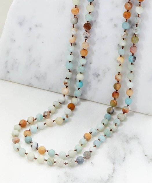 Blue Green Soapstone Beaded Necklace