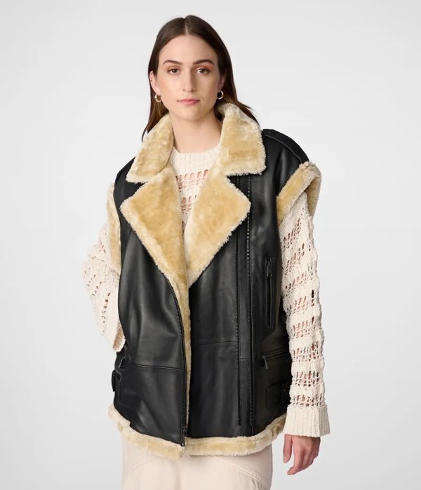 Madison Sherpa Leather Vest