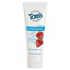Tom's of Maine Natural Fluoride Free Children's Toothpaste, Silly Strawberry, 4.2 Ounce, 3 Count