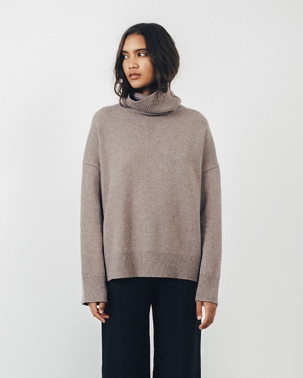 Taupe Turtleneck Sweater
