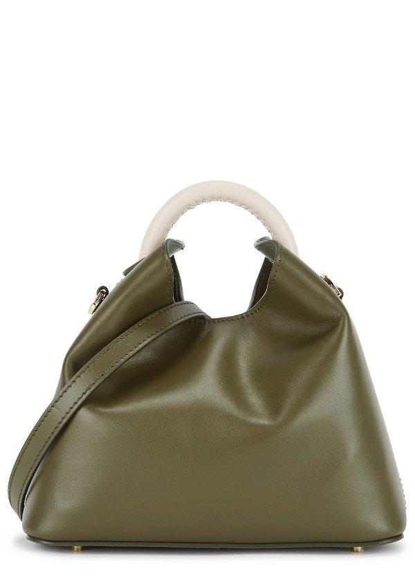 Baozi olive leather cross-body bag