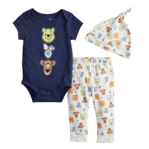 DisneyWinnie The Pooh Baby Graphic Bodysuit, Printed Pants & Hat Set by Jumping Beans®