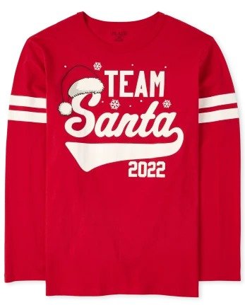 Unisex Adult Matching Family Christmas Long Sleeve Team Santa Graphic Tee | The Children's Place - RUBY