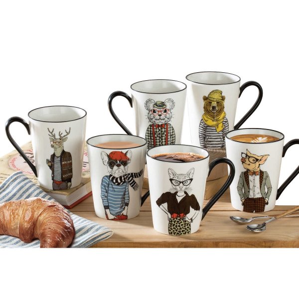 Animal Mug set, 6-piece