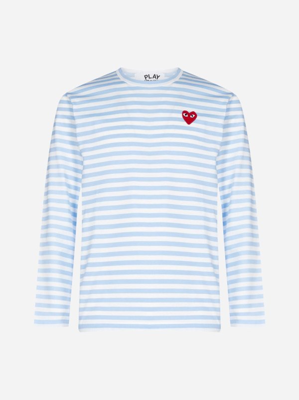 Heart-logo striped cotton t-shirt