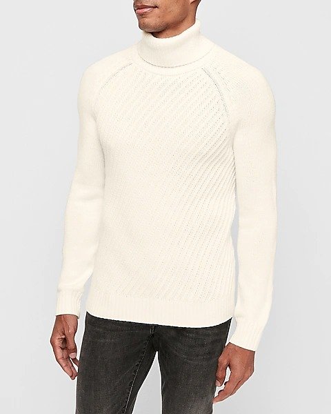 Diagonal Stitched Turtleneck Sweater