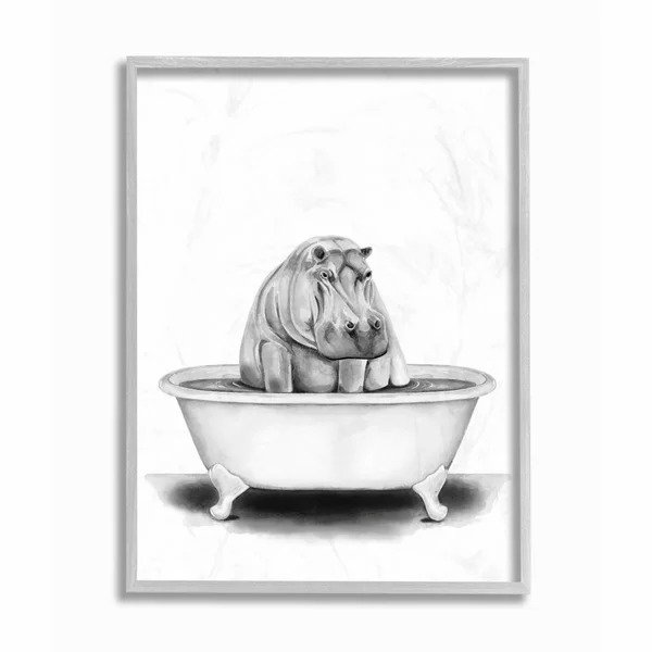 'Hippo in a Tub Funny Animal Bathroom' by Rachel Neiman - Drawing Print'Hippo in a Tub Funny Animal Bathroom' by Rachel Neiman - Drawing PrintRatings & ReviewsCustomer PhotosQuestions & AnswersShipping & ReturnsMore to Explore