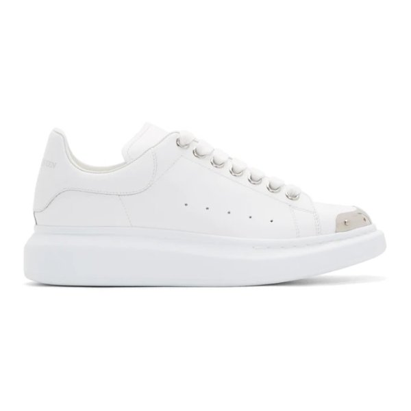 White & Silver Toe Cap Oversized Sneakers