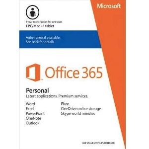 微软Office 365 1年使用年限，1台PC版或苹果版＋1台平板电脑