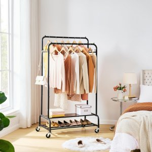 Tajsoon Garment Rack with 2 Shelves