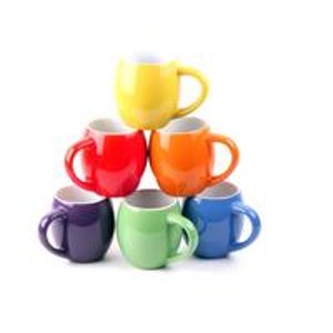 彩色14盎司小口陶瓷咖啡杯 6件套