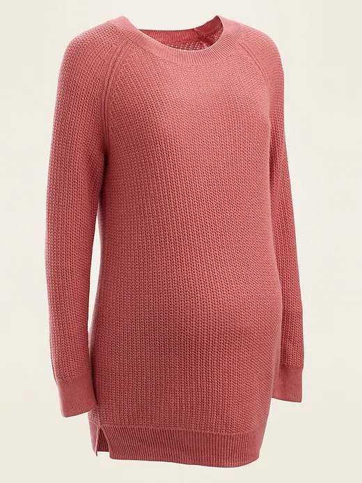 Maternity Textured Boat-Neck Tunic Sweater
