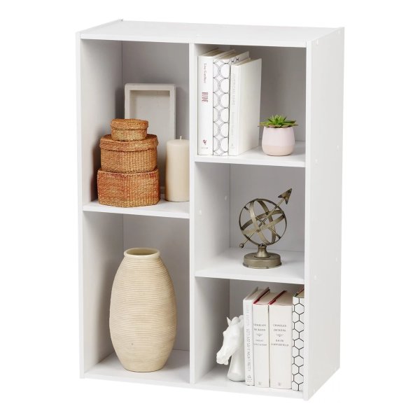 USA 5-Compartment Wood Organizer Bookcase Storage Shelf, White