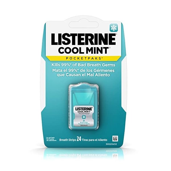 Cool Mint Pocketpaks Breath Strips Kills Bad Breath Germs, 24-Strip Pack, 12 Pack