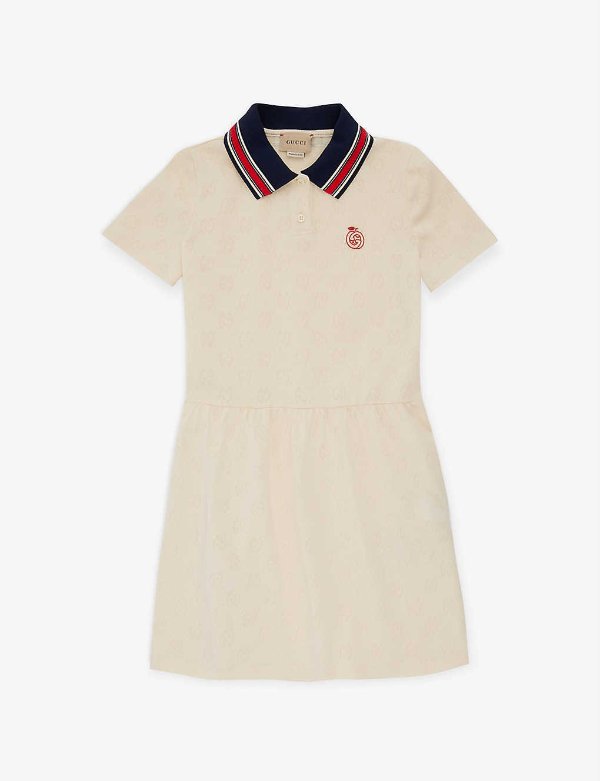 Contrast-collar cotton-jersey dress 4-12 years