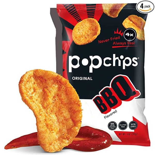 Popchips 烧烤口味薯片5oz 4 包