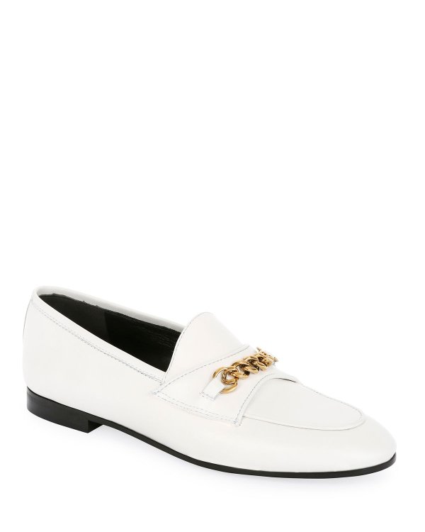 Leather Loafers with Chain Detail