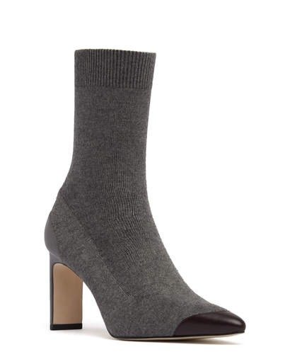 POINTED TOE CAP SOCK BOOTIES GREY KNIT