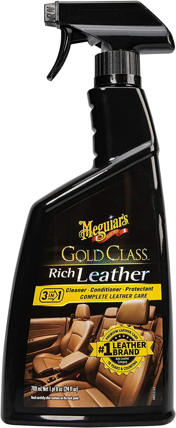 Meguiar's G10924SP Gold Class Rich Leather Cleaner and Conditioning Spray, 24 Fluid Ounces, Black