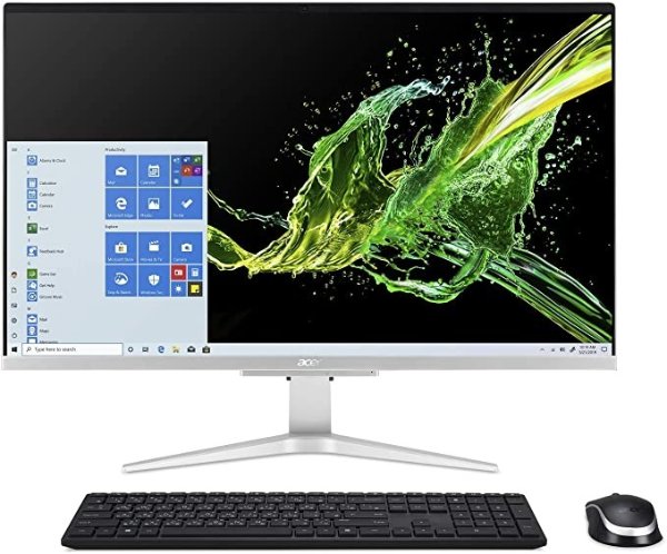 Aspire C27-962-UA91 AIO Desktop, 27" Full HD Display, 10th Gen Intel Core i5-1035G1, NVIDIA GeForce MX130, 12GB DDR4, 512GB SSD, 802.11ac Wi-Fi, Wireless Keyboard and Mouse, Windows 10 Home