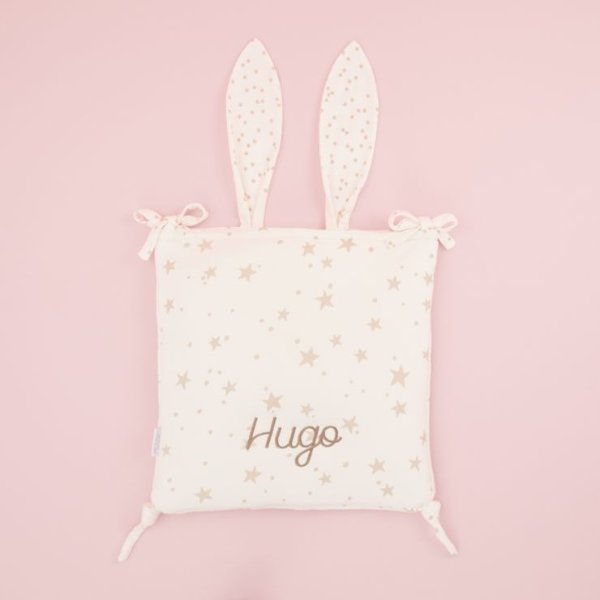 Personalized Star Print Cot Tidy with Bunny Ears Welcome %1
