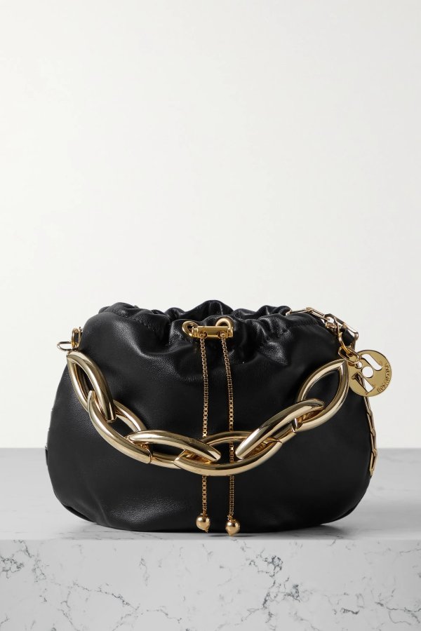 Bubble small chain-embellished leather tote