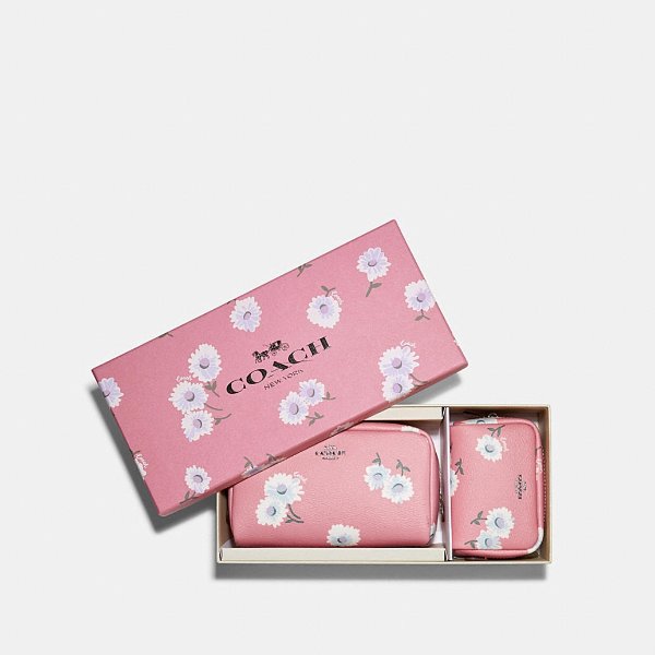 Boxed Small and Mini Boxy Cosmetic Case Set With Daisy Print