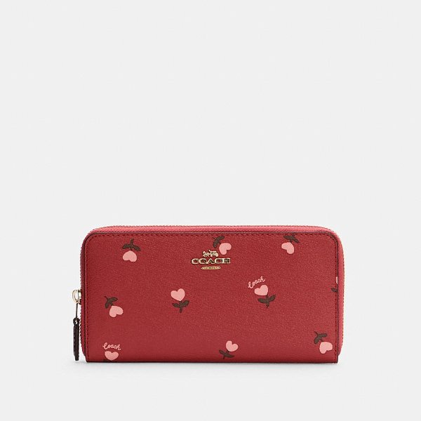 Accordion Zip Wallet With Heart Floral Print