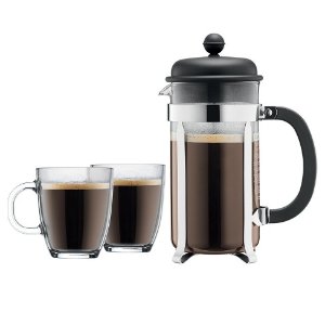 Bodum Brazil 8 Cup French Press Coffee For Two Set - Black