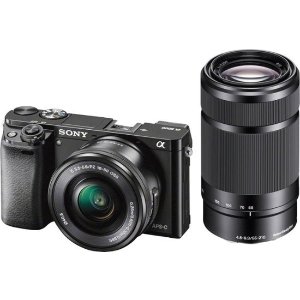 Cyber Week Sale Live: Sony - Alpha a6000 Mirrorless Camera Two Lens Kit with 16-50mm and 55-210mm Lenses - BlackIncluded Free