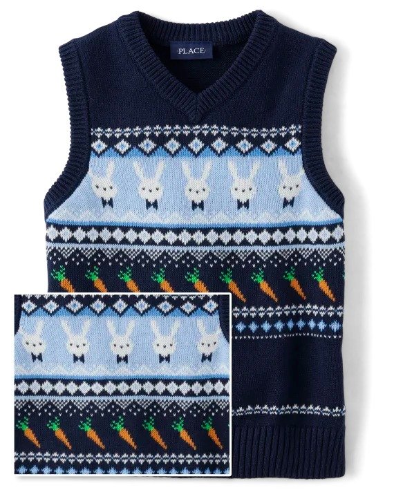Boys Easter Sleeveless Intarsia Bunny Sweater Vest | The Children's Place - TIDAL