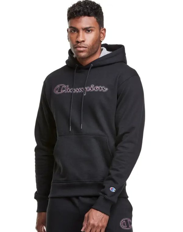 Powerblend Fleece Hoodie, Embroidered Outline Logo