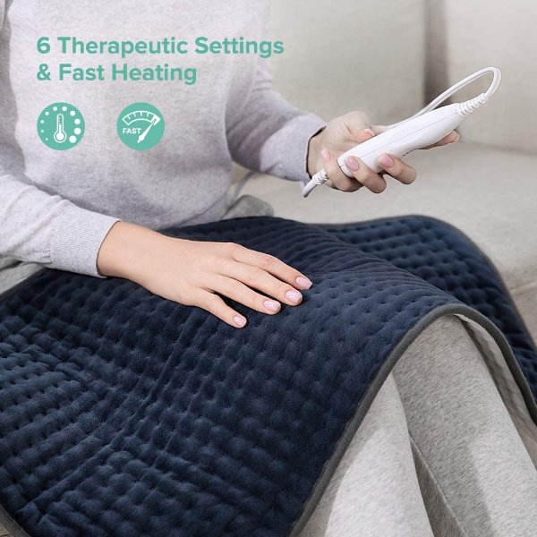 XXX-Large Sable Heating Pad for Back Pain and Cramps Relief, Fast-Heating Machine-Washable Pad - 6 Temperature Settings, Moist Heat Therapy Option