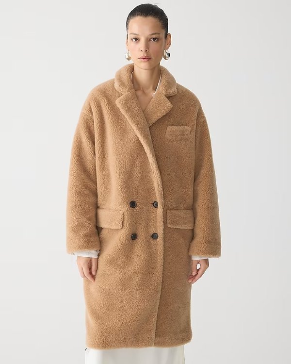Petite relaxed topcoat in sherpa blend