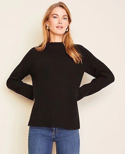Cashmere Ribbed Mock Neck Sweater | Ann Taylor