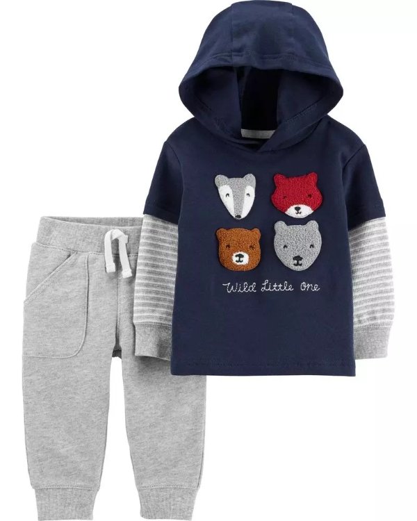 2-Piece Animal Hooded Tee & French Terry Pant Set