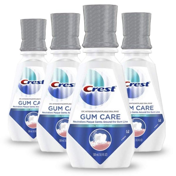 Crest Gum Care Mouthwash, Cool Wintergreen, 16.9 fl oz. (Pack of 4)