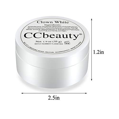 CCbeauty Professional White Clown Face Paint Makeup with Powder puff for Vampire Cosplay (1.9 oz)